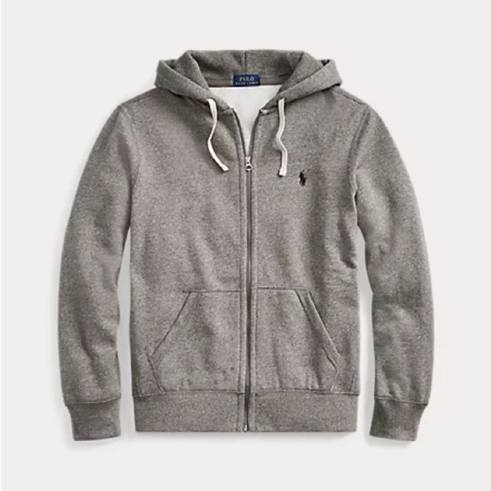 Polo Ralph Lauren Fleece Full Zip Hoodie Ash Grey Heather Size Large